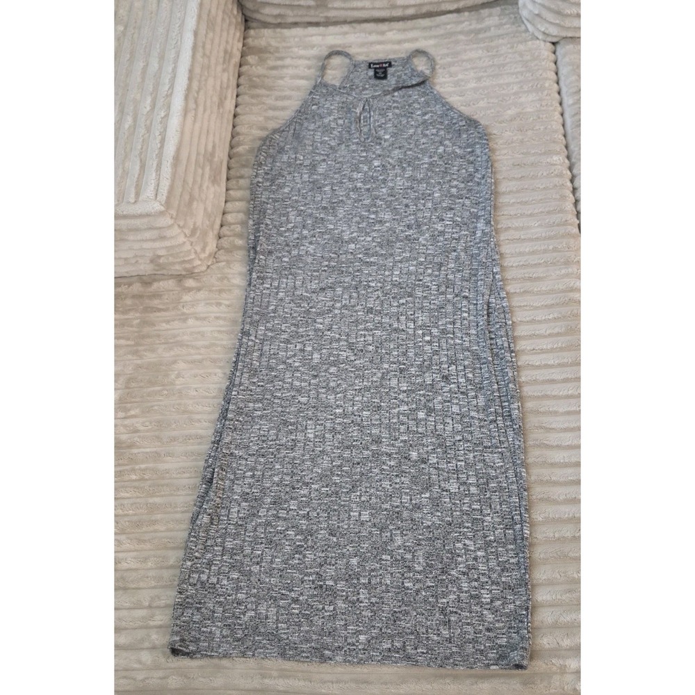 Love Ari Gray Ribbed Knit High Neck Midi Dress Sleeveless Plus Size 2X